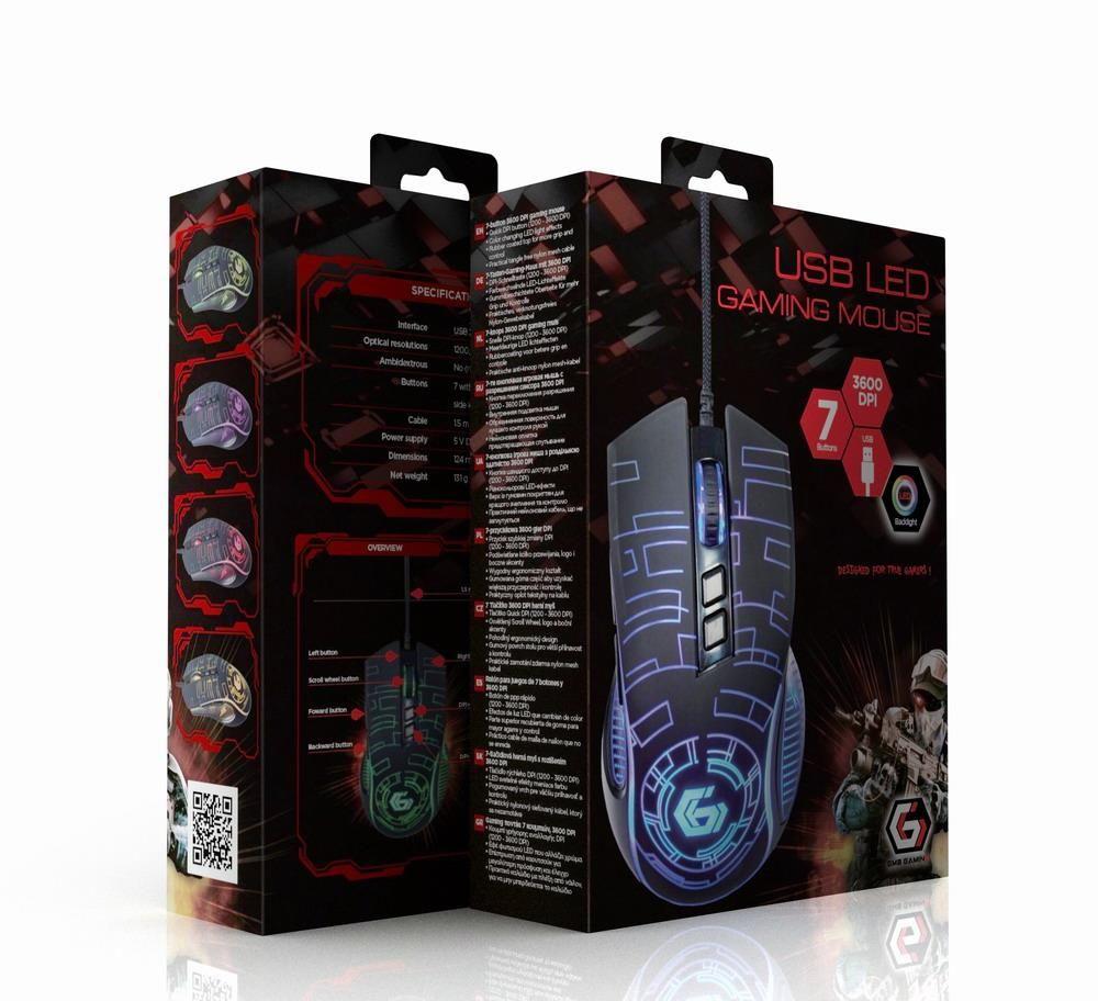 Rato GEMBIRD MUSG-RGB-01 (3600 DPI - Óptico - USB Tipo-A - Preto), miniatura 3