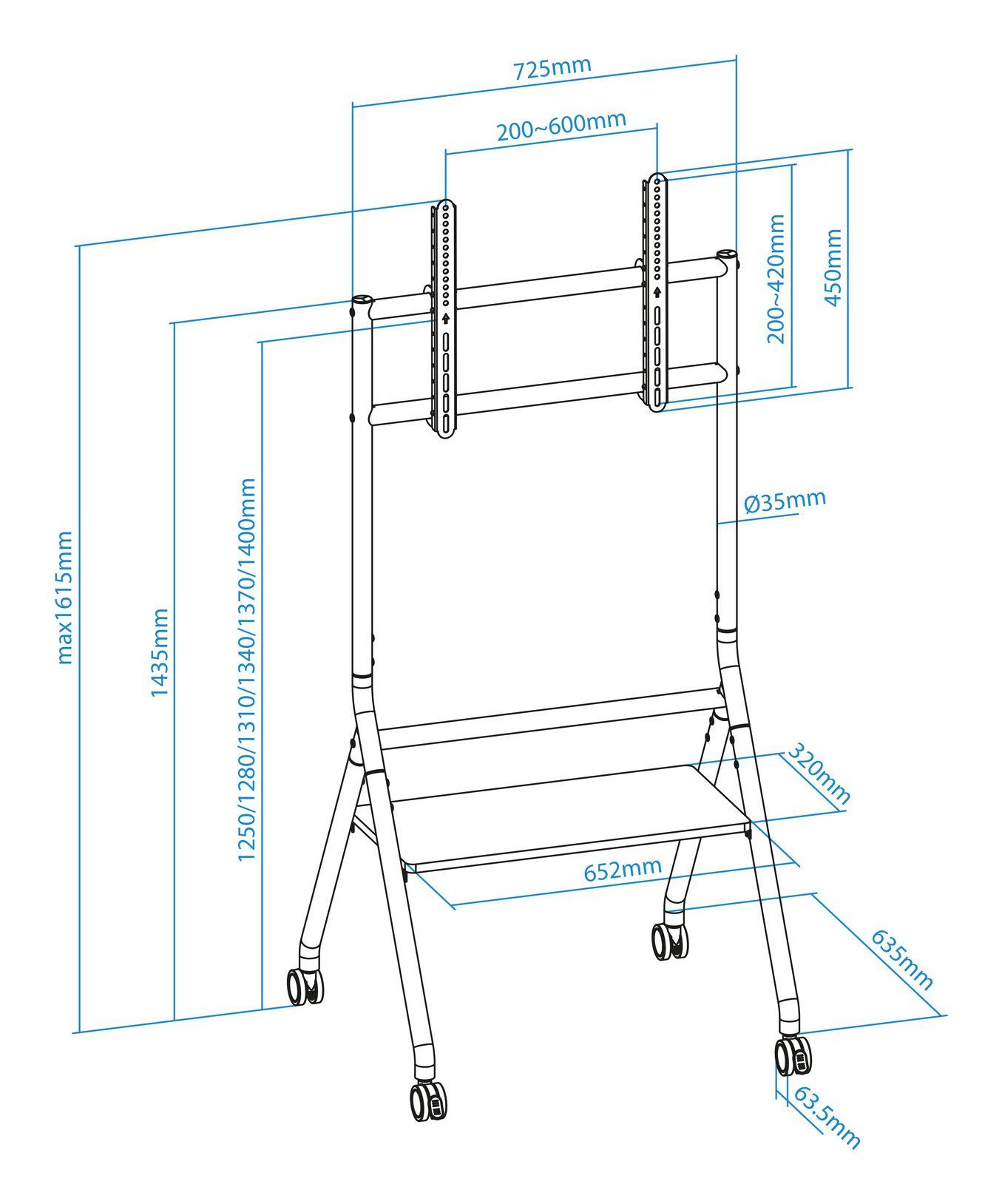 Suporte de Chão com Rodas TOOQ iDreams FS20206M-B (37"-86" - 80 kg - Preto), miniatura 8