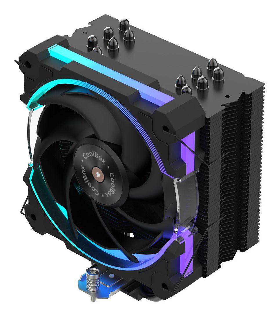 Dissipador para CPU COOLBOX H6 Ring ARGB (120 mm - 2400 RPM - Multi - Preto)