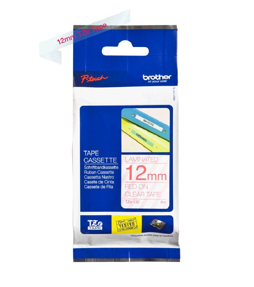 Fita de Impressão BROTHER TZe-132 (Vermelho sobre Transparente) — miniatura 5