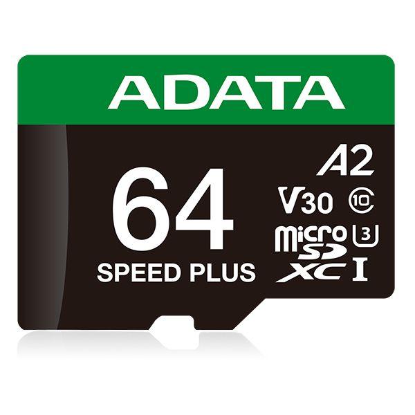 Cartão de Memória ADATA Speed Plus (64GB - Classe 10 - 160 MB/s - Preto/Verde/Branco)