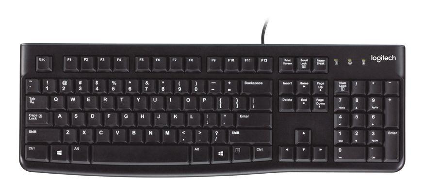 Teclado LOGITECH K120 (Inglês - Tamanho completo - USB - Preto)