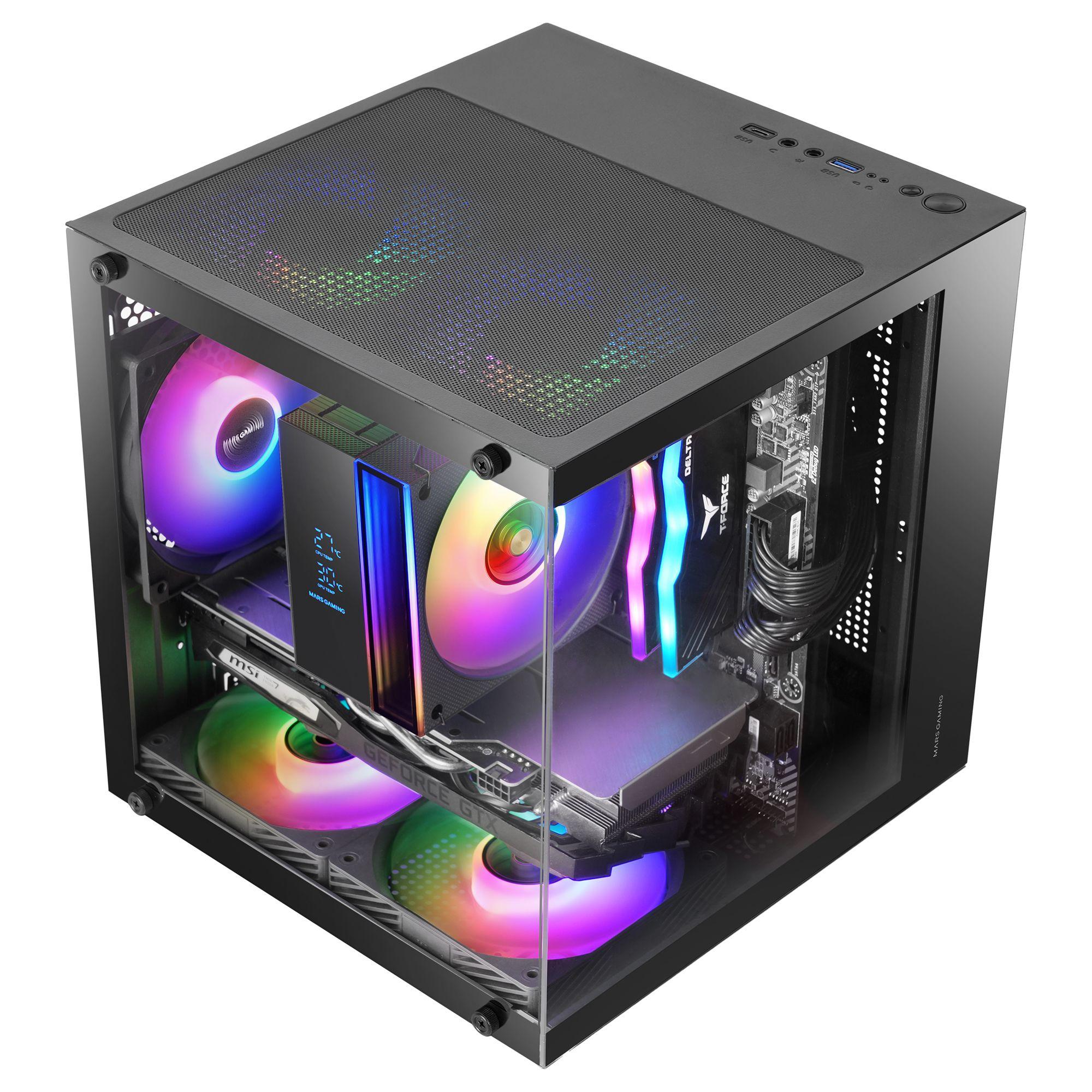 Caixa PC MARS GAMING MC-CUBE (Micro ATX, Mini-ITX - Mini Tower - Preto) — miniatura 3