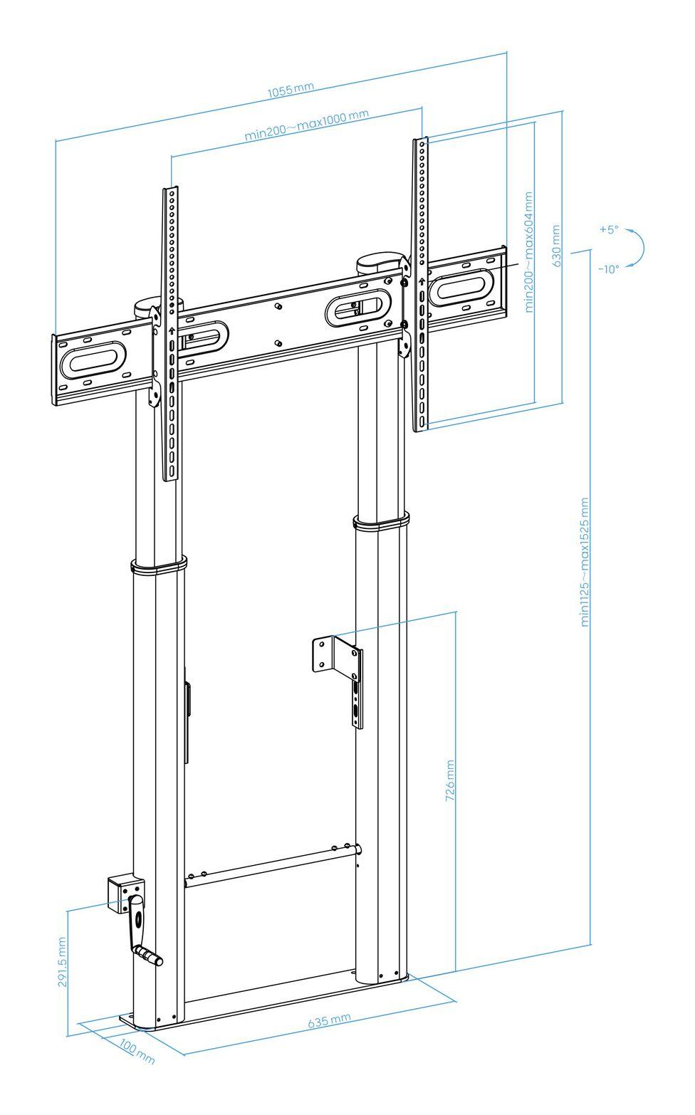Suporte de Chão/Parede TOOQ Lottus FS2290HM-B (60-100" - VESA 1000x600 - Preto), miniatura 9