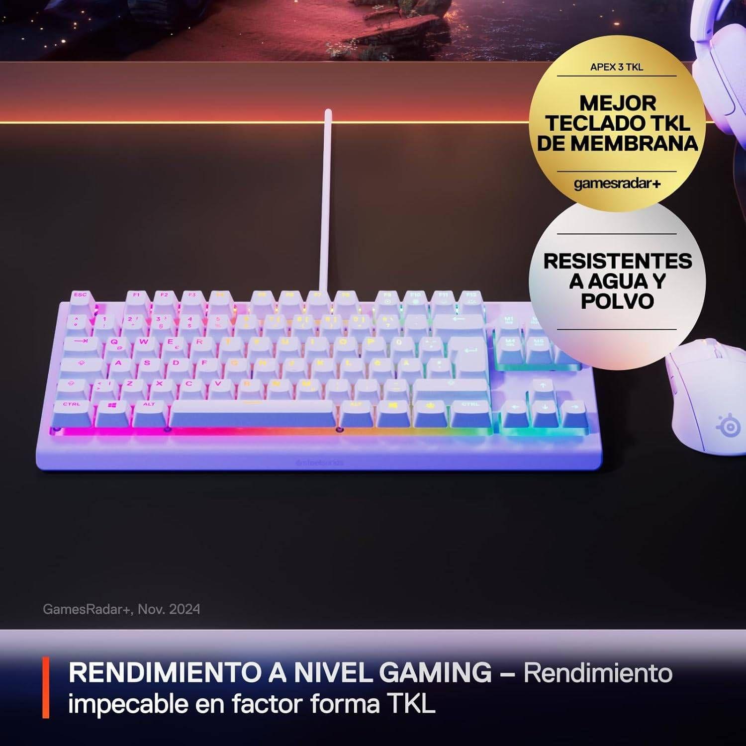 Teclado STEELSERIES Apex 3 TKL - US (US - Membrana - USB - Lavanda) — miniatura 3