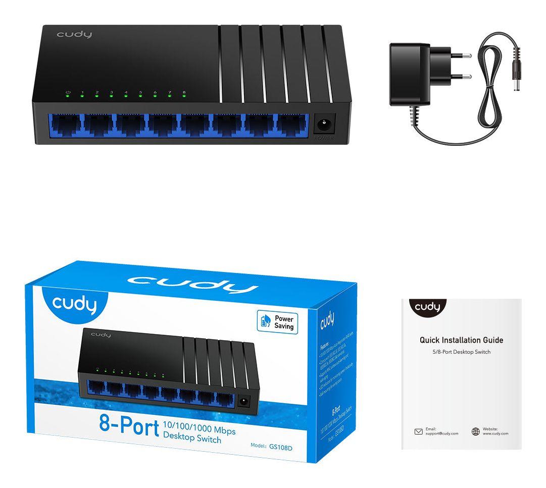 Switch de Rede CUDY GS108D (Gigabit Ethernet - 0,5 MB - 16 Gbit/s - Preto) — miniatura 3