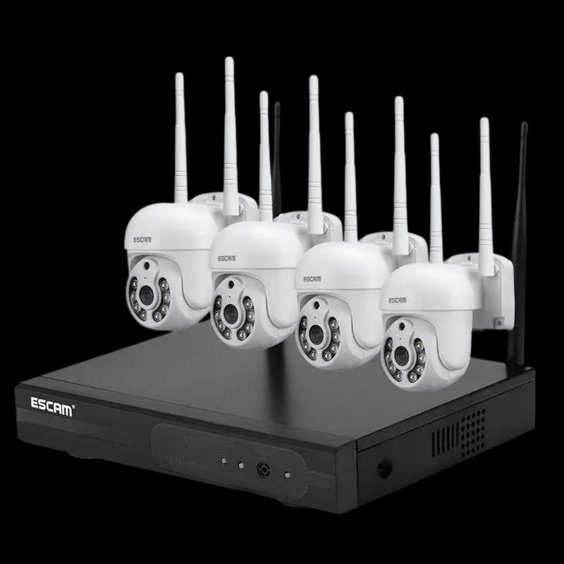 Kit de Videovigilância IP ESCAM WNK714 (Wi-Fi - 3 MP - 4 Câmaras - Branco)