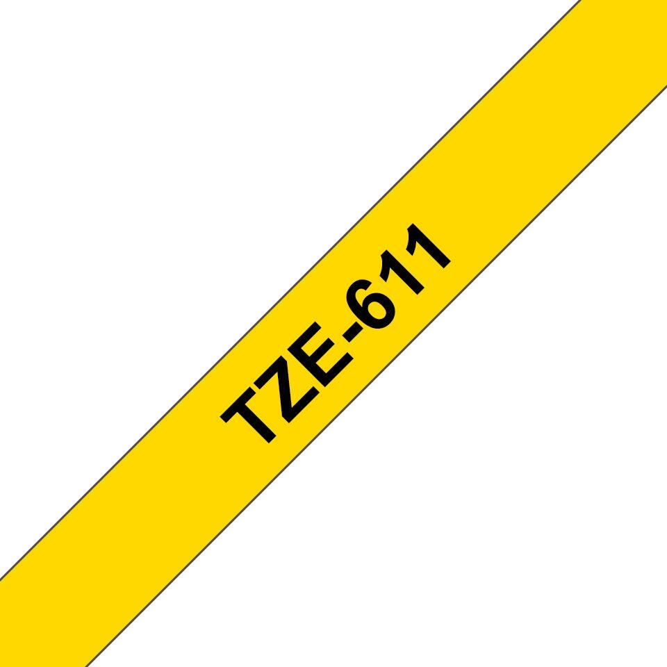 Fita de Impressão Laminada BROTHER TZe-611 (Preto sobre Amarelo)