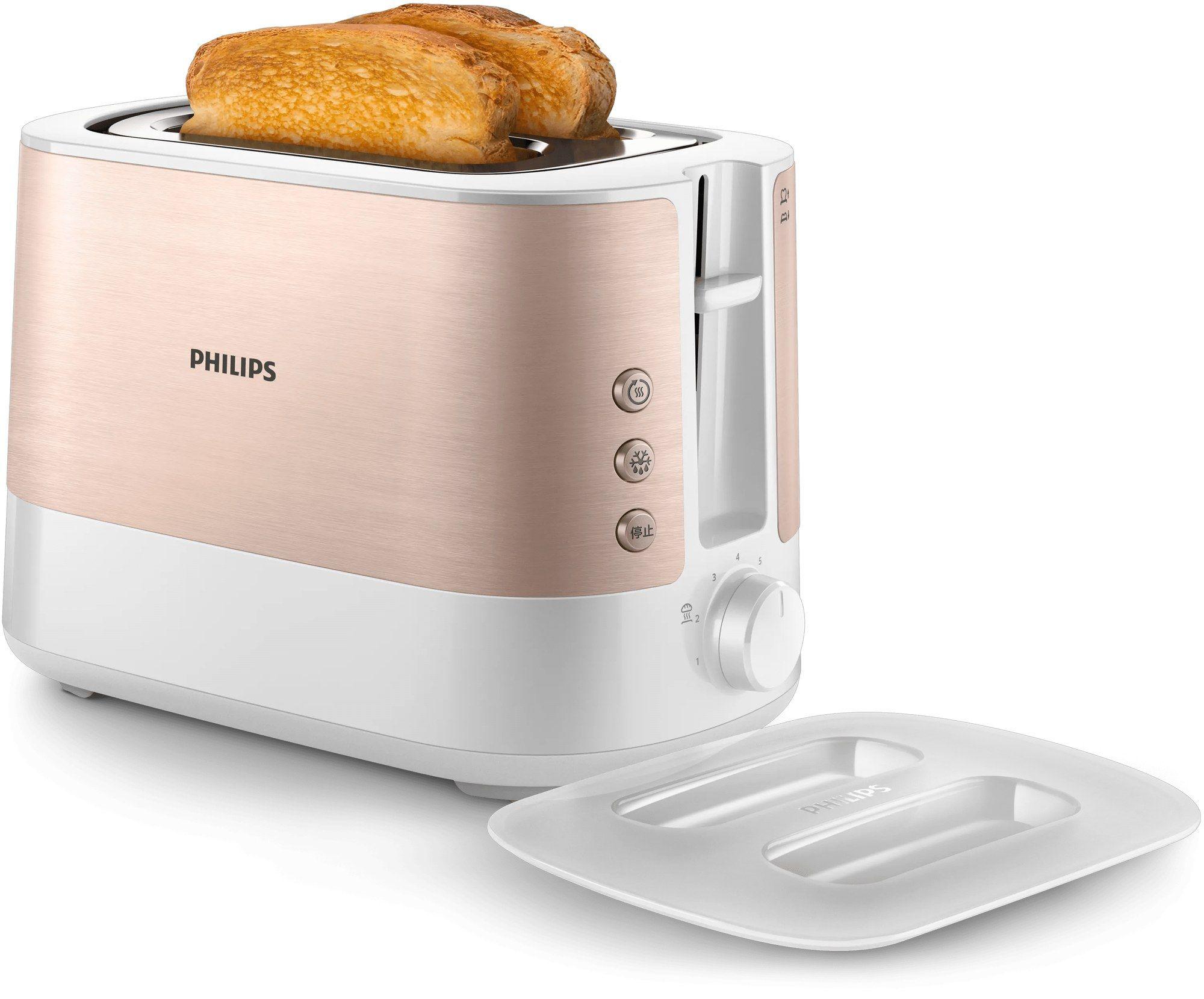 Torradeira PHILIPS Viva Collection HD2638/11 (950 W - Metal - Altura 20,1 cm - Rosa-dourado e Branco) — miniatura 6