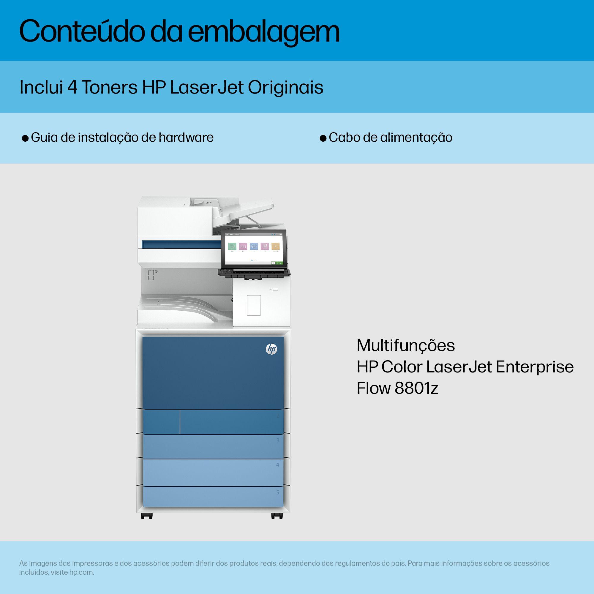 Impressora Multifuncional Laser a Cores HP LaserJet Enterprise Flow MFP 8801z (A3 - Impressão a cores - 2180 folhas - Azul e Branco), miniatura 11