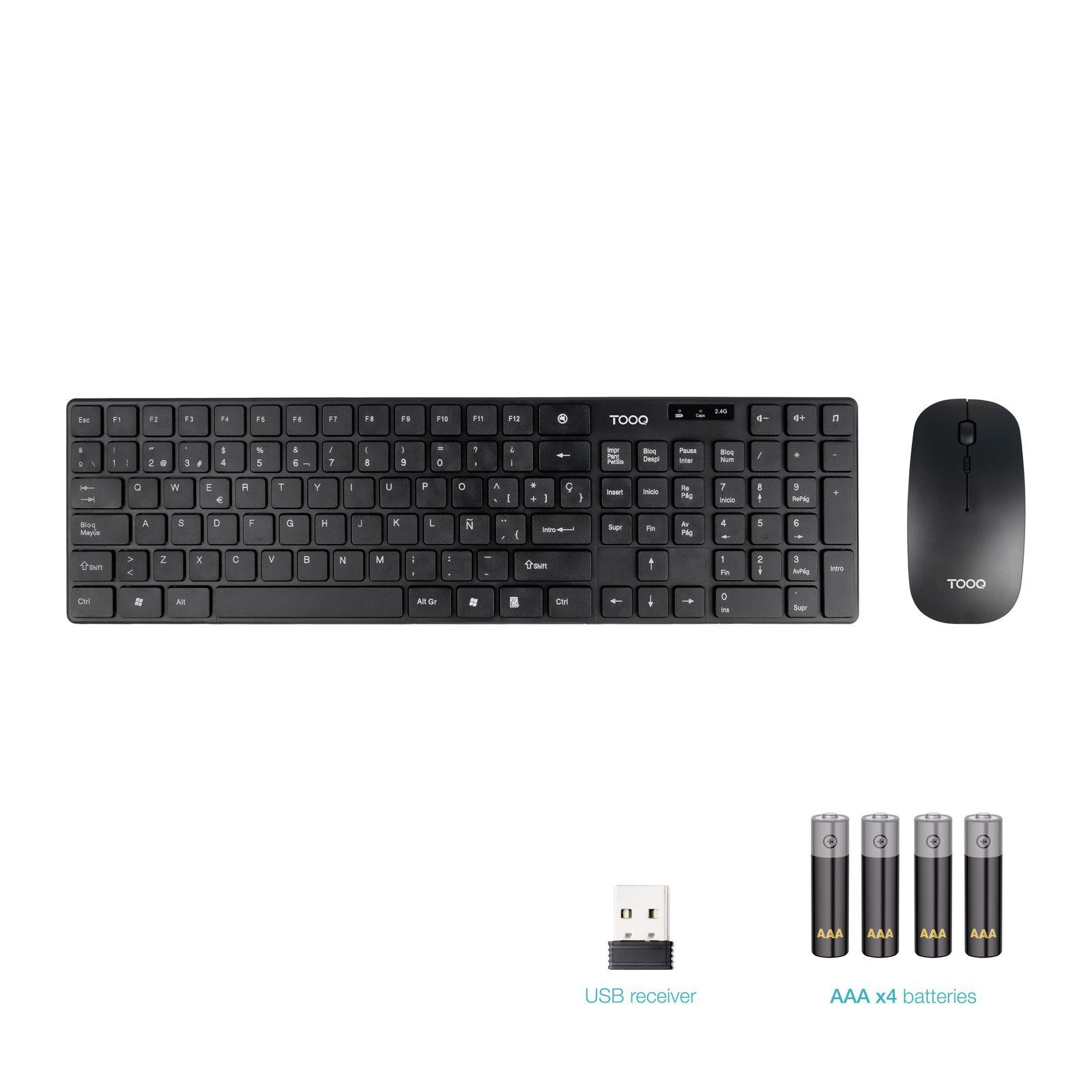 Conjunto de Teclado e Rato TOOQ TQKMW-3102-B (Interruptor de membrana - RF Wireless - Sem fios - Preto) — miniatura 2