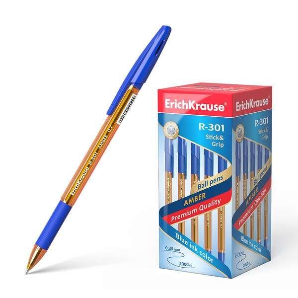 Caneta Esferográfica ERICHKRAUSE R-301 Amber Stick&Grip (Borracha - Laranja Translúcido)