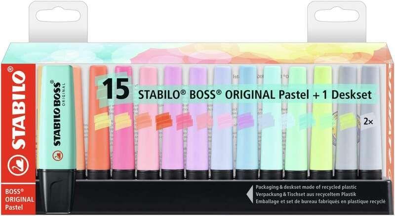 Marcadores Fluorescentes STABILO BOSS ORIGINAL 70 (15 unidades - Cores pastel sortidas)