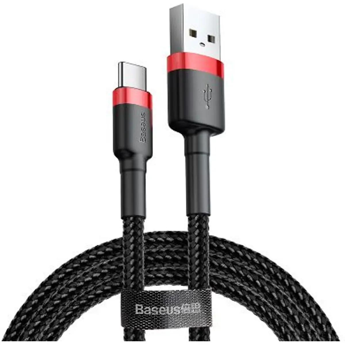 Cabo USB-A para USB-C BASEUS Cafule CATKLF-B91 (2 m - USB-A macho - USB-C macho - Preto/Vermelho) — miniatura 3