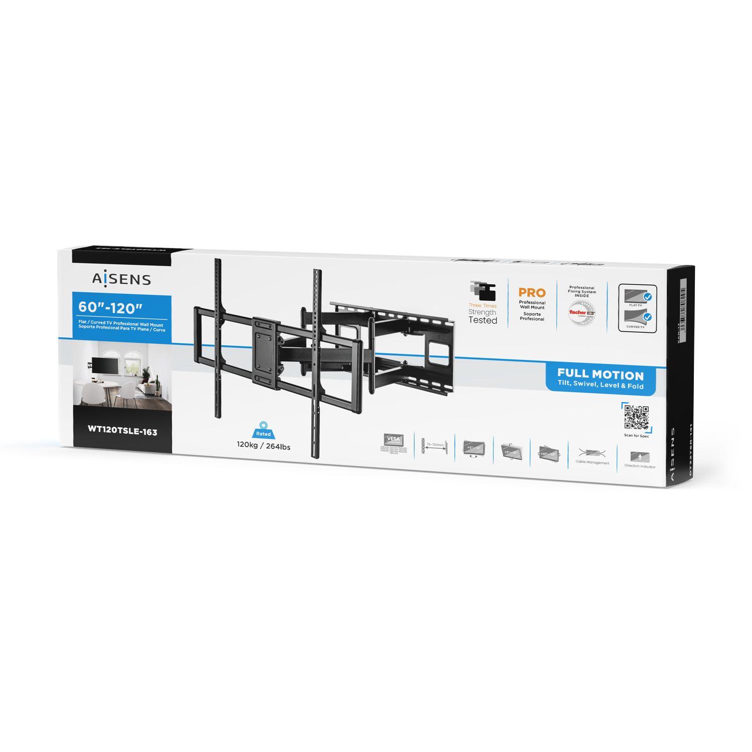 Suporte de Parede TV AISENS WT120TSLE-163 (900 x 600 mm - 200 x 200 mm - 3,05 m - Preto), miniatura 4