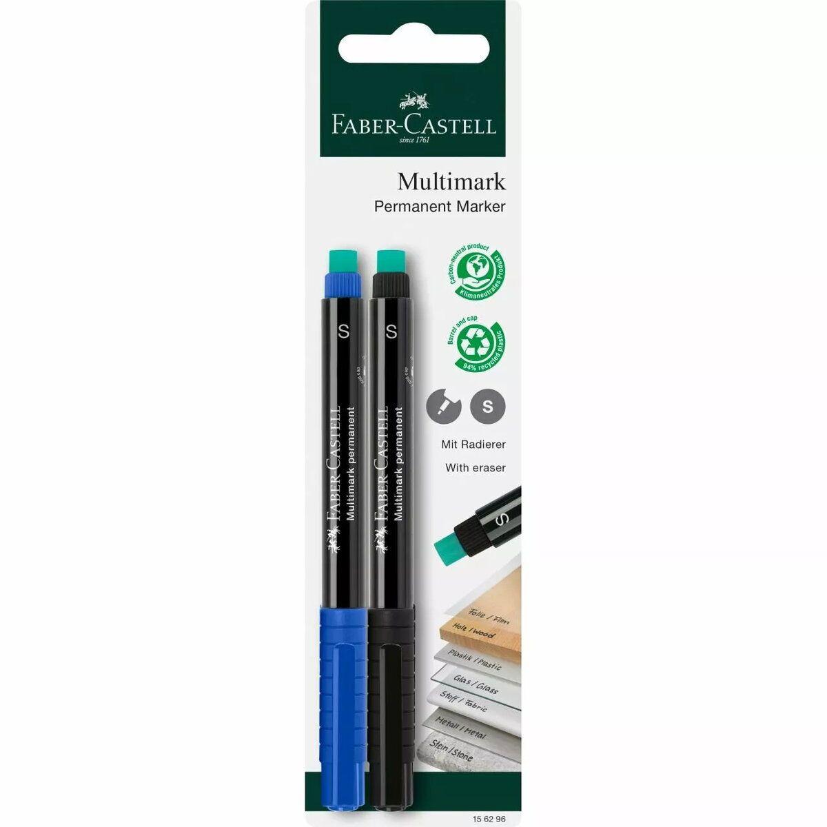 Marcadores Permanentes FABER-CASTELL Multimark S (Azul e Preto)