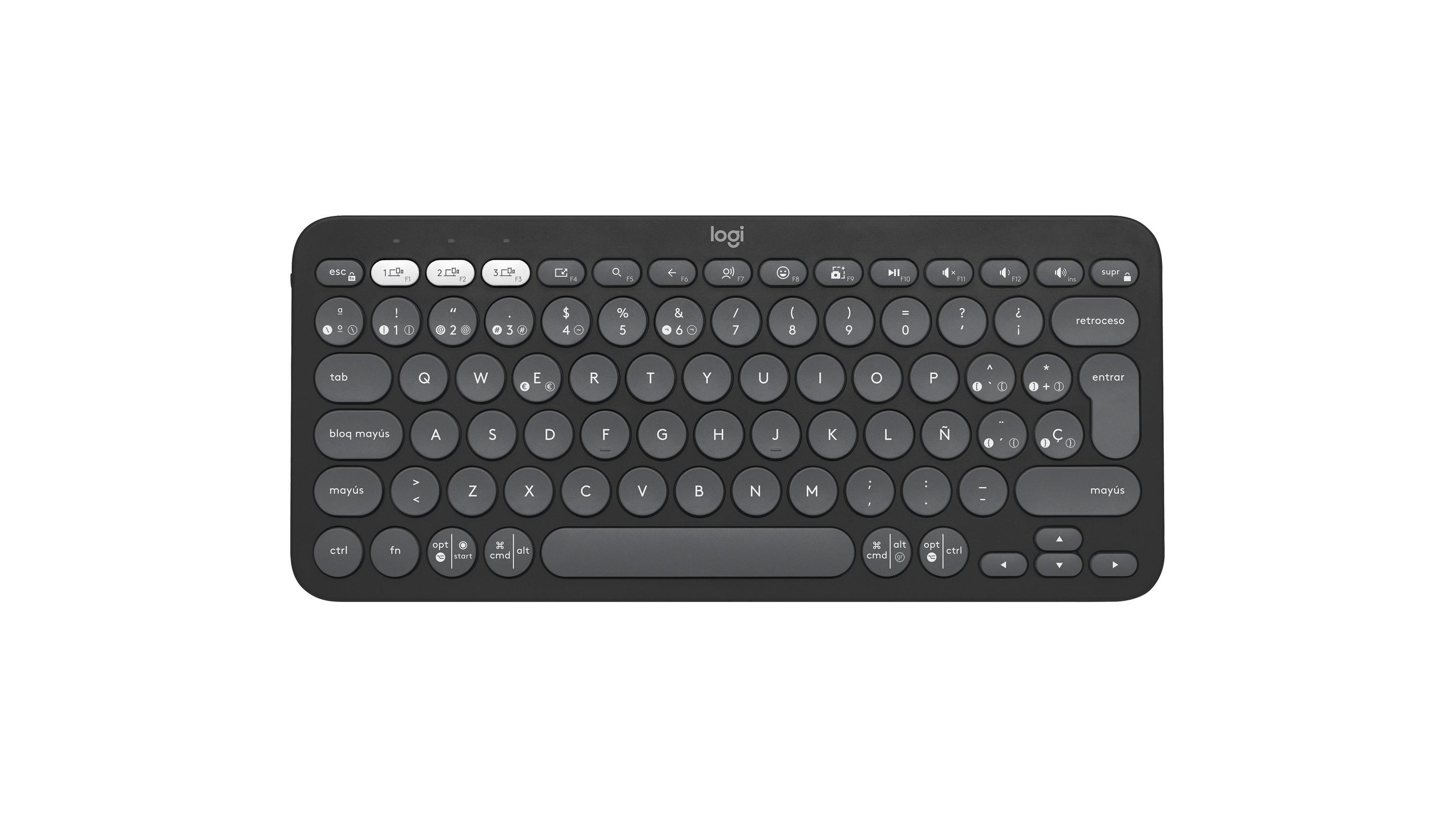 Teclado LOGITECH Pebble Keys 2 K380s (Espanhol - Teclas tesoura - Mini - Grafite)