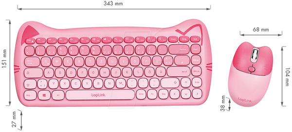 Conjunto de Teclado e Rato LOGILINK ID0220 (DE - Sem fios 2,4 GHz - Rosa) — miniatura 4