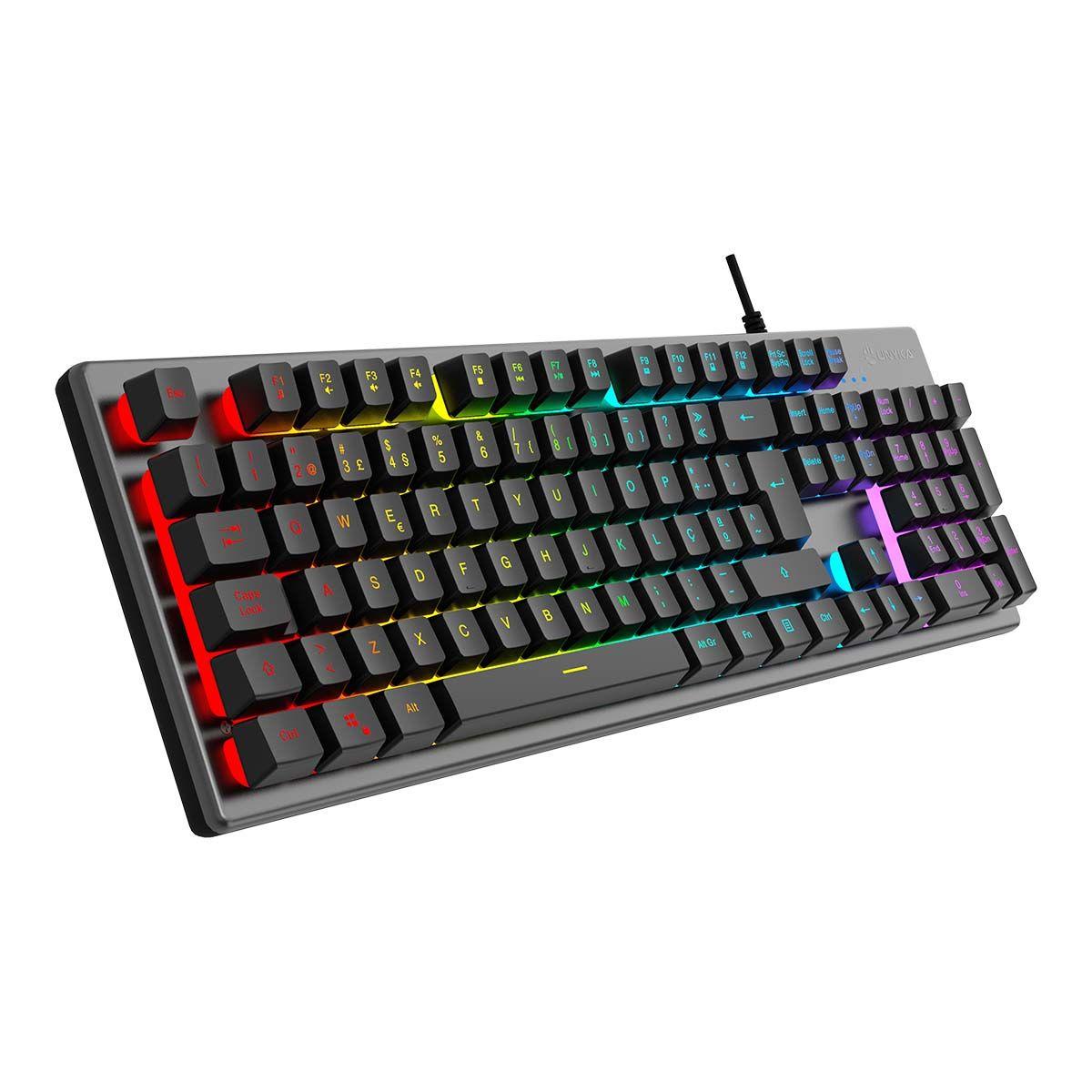 Teclado UNYKACH Nova K244 (Português - Tamanho completo - USB - Cinzento), miniatura 3