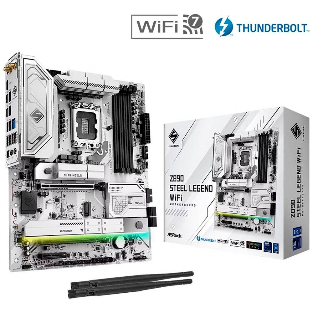 Motherboard ASROCK Z890 Steel Legend WiFi (LGA 1851 (Socket V1) - Intel Core Ultra - ATX - Branco), miniatura 2