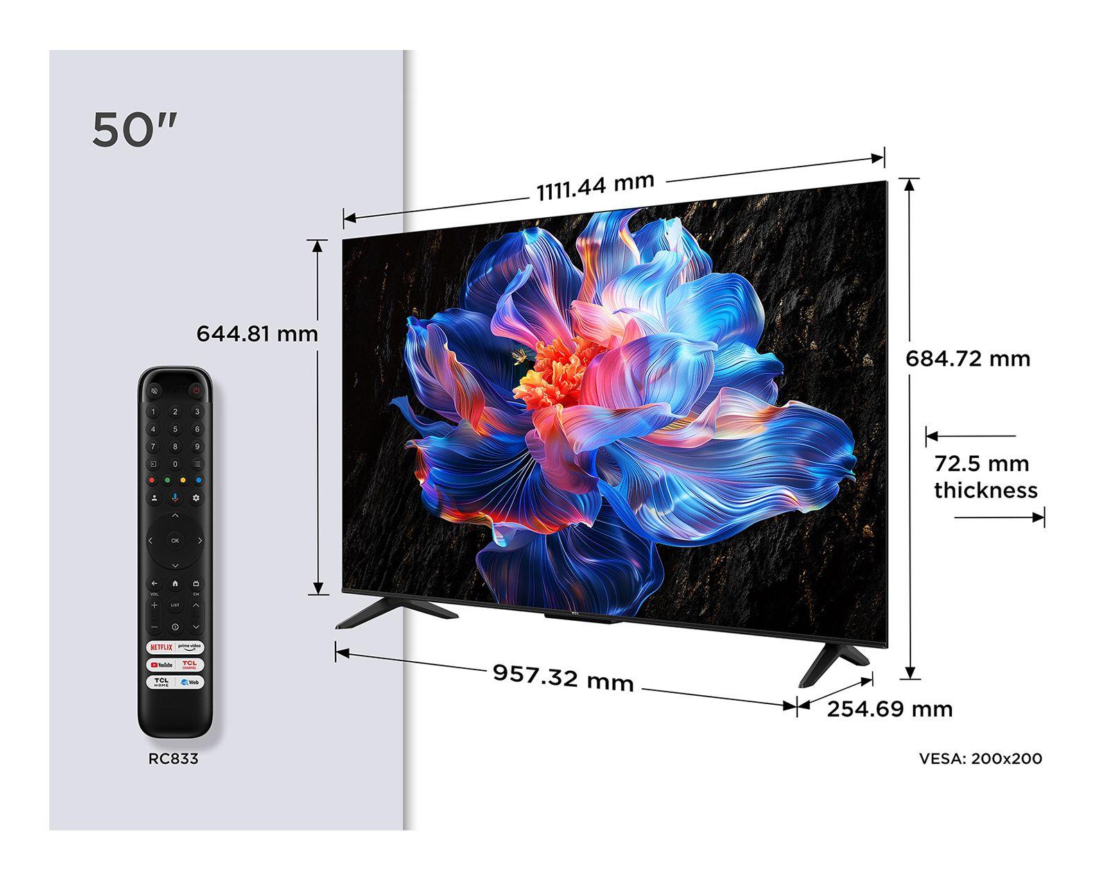 Televisão TCL TV 50P6K (50" - LED - 3840 x 2160 pixels - Metálico)