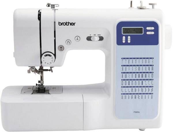 Máquina de Costura Automática BROTHER FS60X (Altura 31 cm - Branco e Azul)