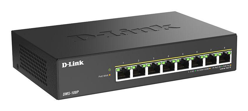 Switch D-LINK DMS-108P/E (2.5G Ethernet - 10, 100, 1000, 2500 Mbit/s - 40 Gbit/s - Preto), miniatura 2