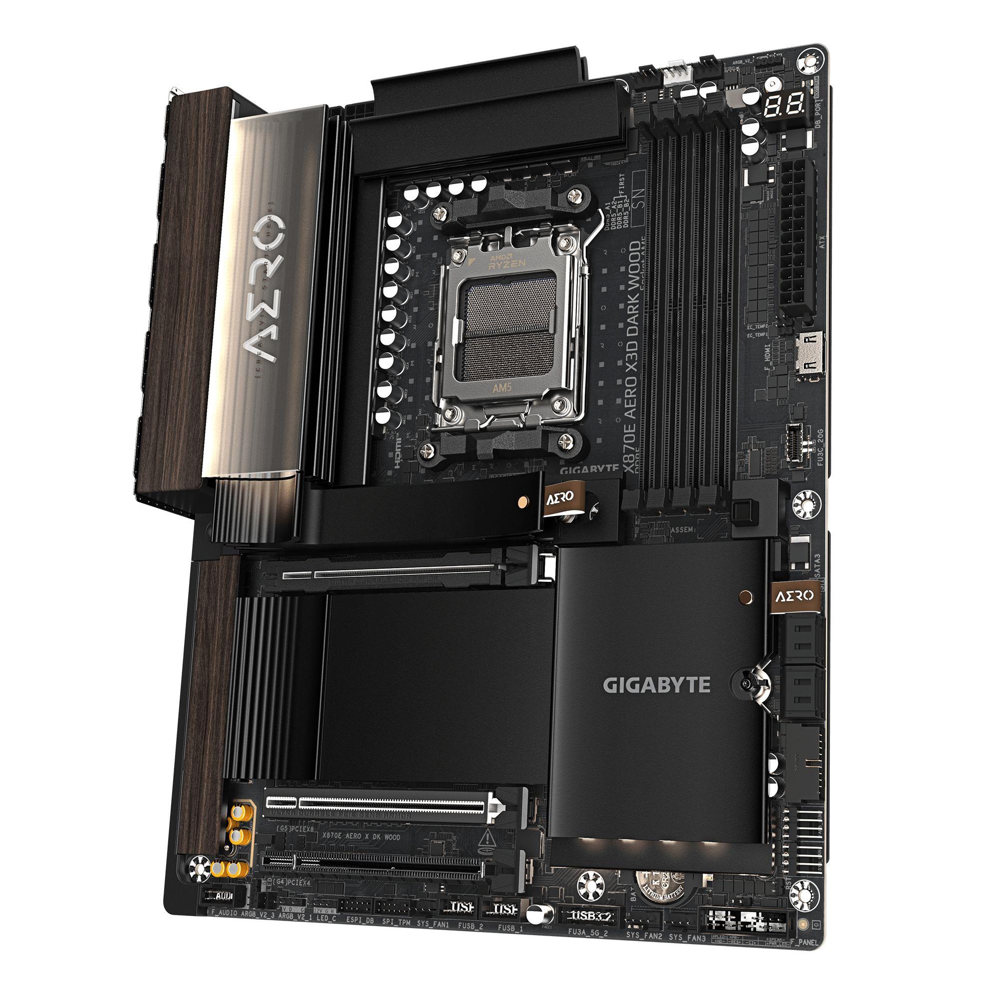 Motherboard GIGABYTE X870E AERO X3D DARK WOOD (AM5 - ATX - Duplo canal - Preto), miniatura 4