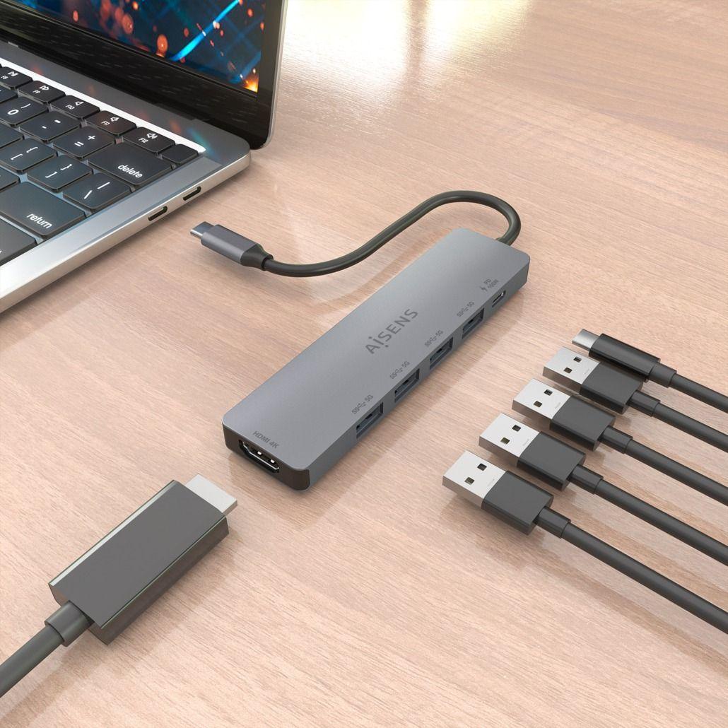 Dock USB-C AISENS ASUC-6P047-GR (0,15 m - Cinzento), miniatura 5