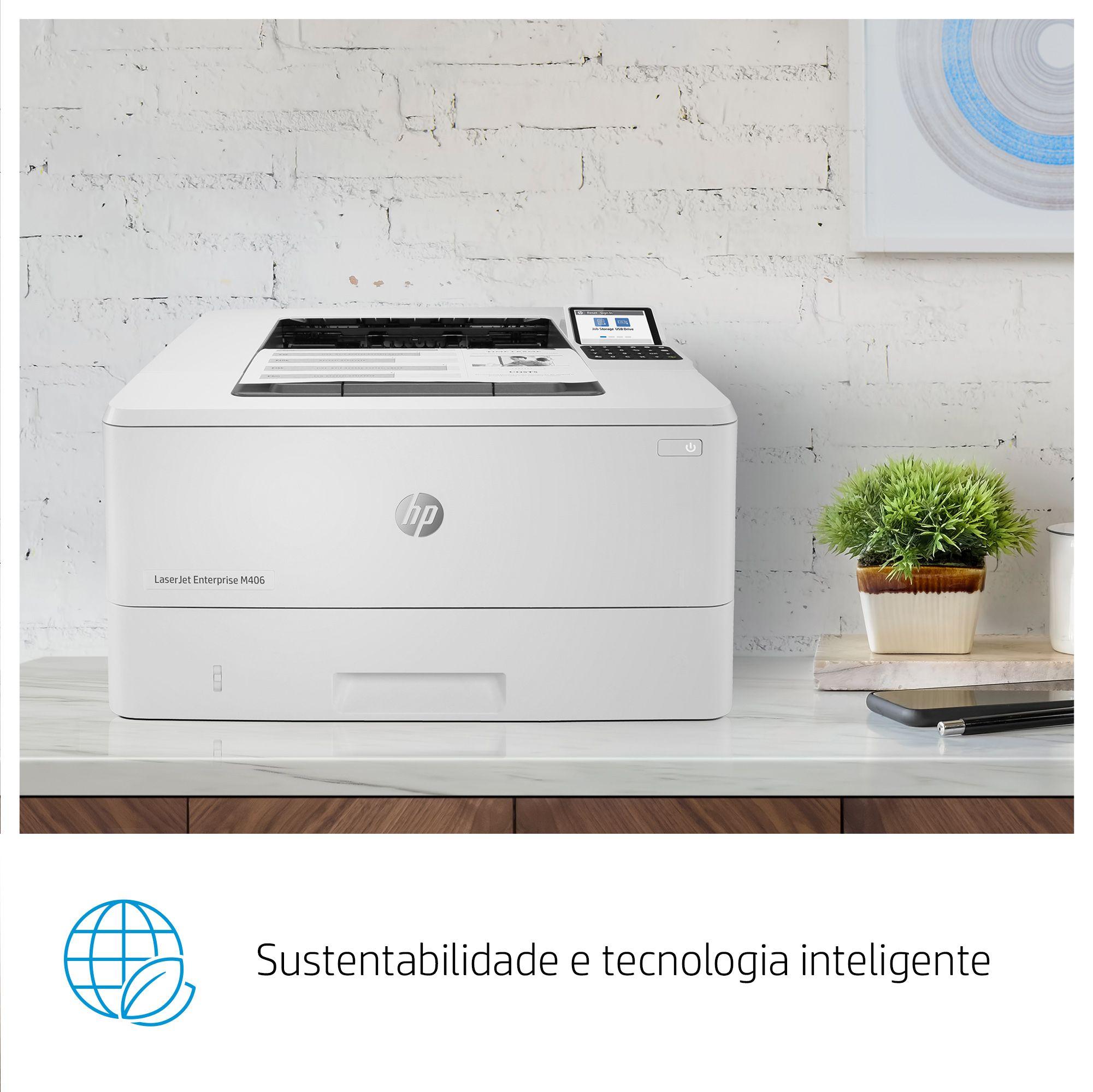 Impressora Laser HP LaserJet Enterprise M406dn (A4 - Impressão a preto e branco - 350 folhas - Branco) — miniatura 12