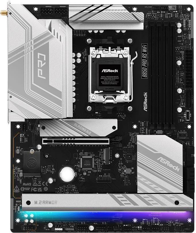 Motherboard ASROCK B850 Pro RS WiFi (AM5 - ATX - Duplo canal - Prateado)