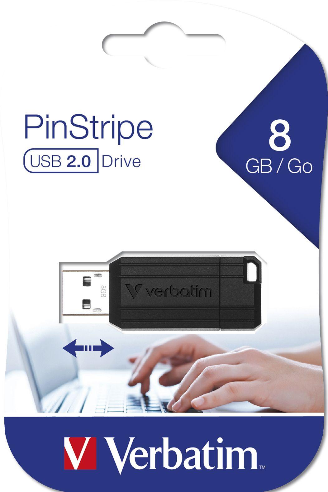 Pen USB VERBATIM Store'n'Go PinStripe 49062 (Deslizante - USB Type-A - 10 MB/s - Preto) — miniatura 2