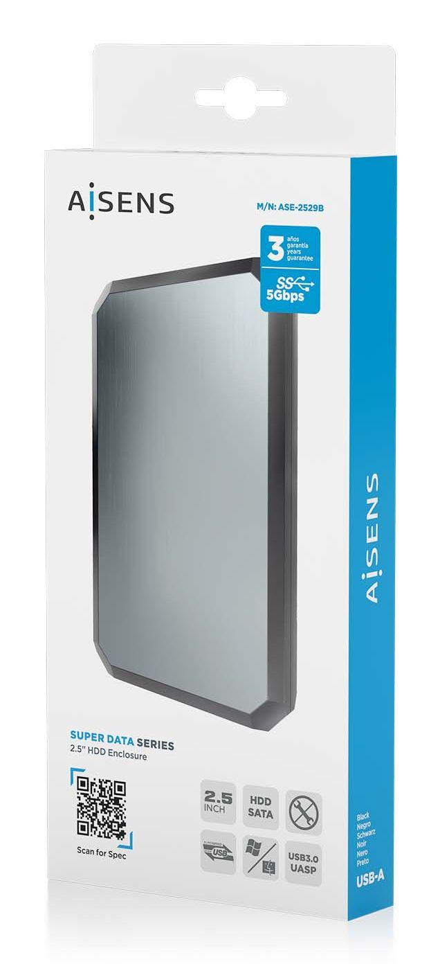 Caixa Externa para Disco AISENS ASE-2529B (2,5" - Preto/Cinzento), miniatura 8