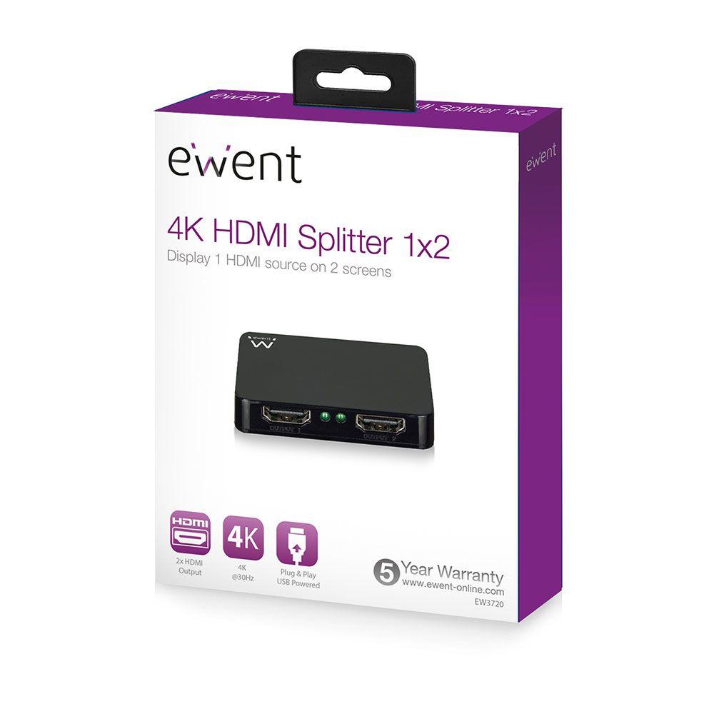 Divisor HDMI EWENT EW3720 (80 cm - 30 Hz - Preto) — miniatura 4