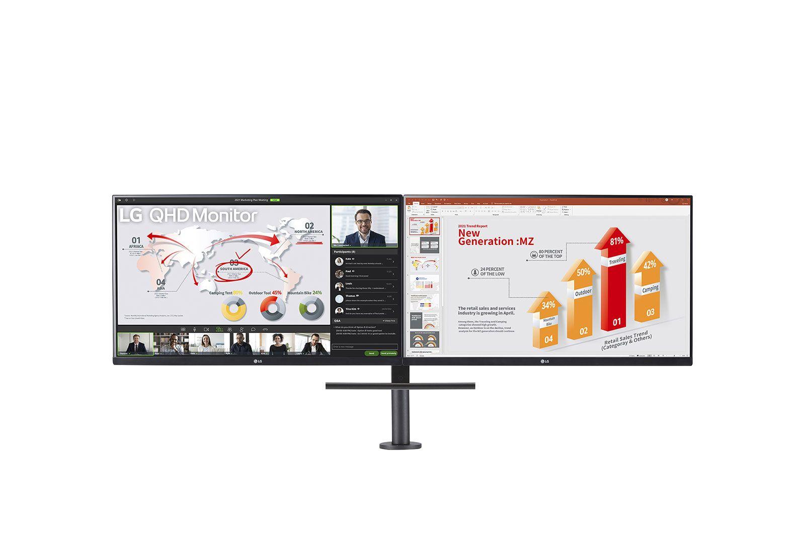 Monitor LG Ergo Dual 27QP88DP-BS (27" IPS QHD 75Hz - Preto)