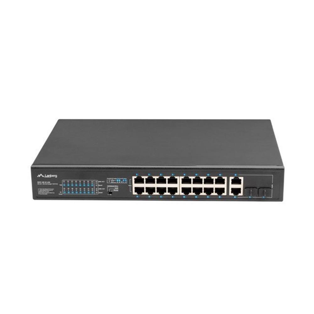 Switch LANBERG RSFE-16P-2C-250 (Gigabit Ethernet - 1 Gbit/s - Preto)