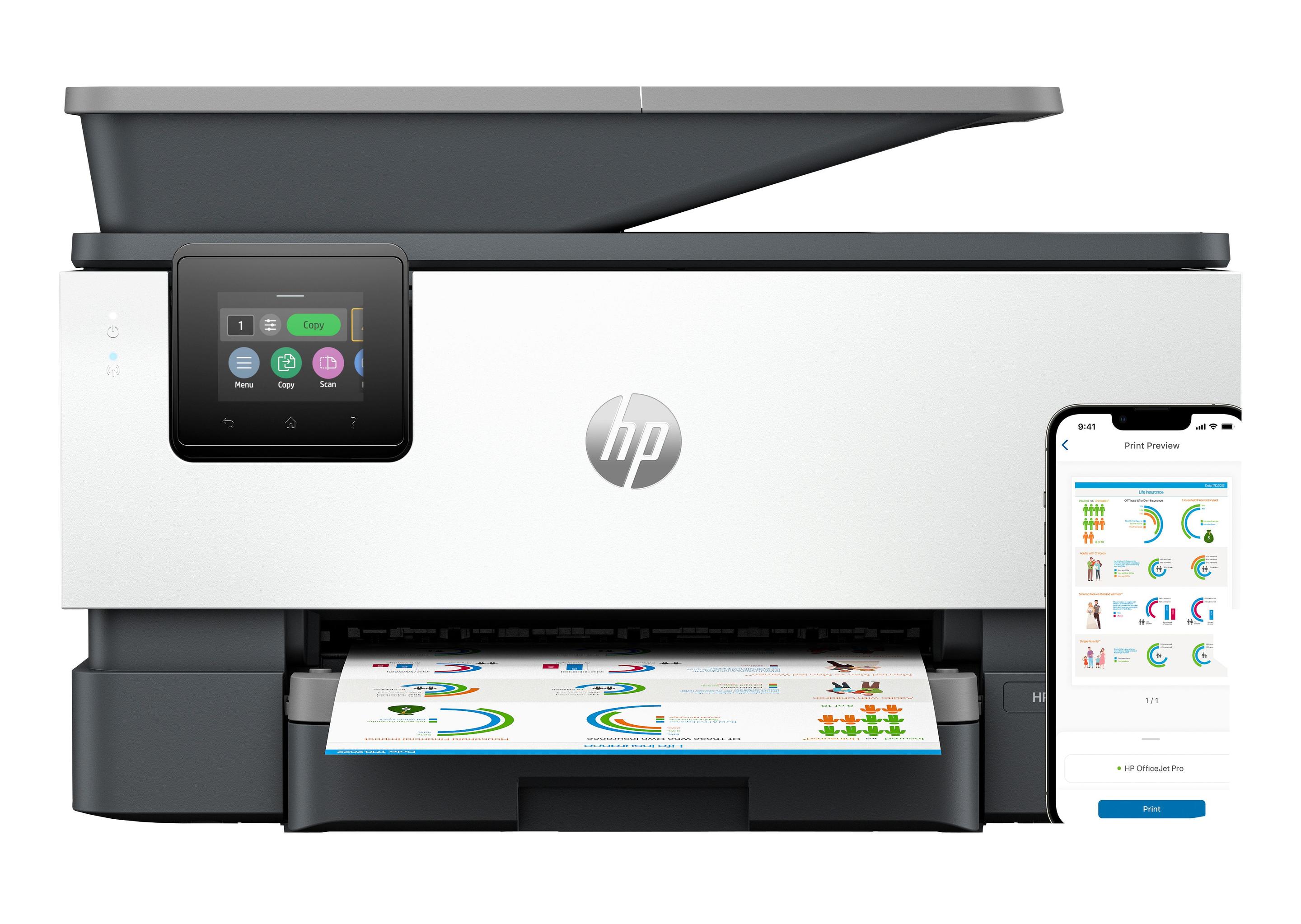 Impressora Multifunções HP OfficeJet Pro 9120e (A4 - Impressão a cores - 250 folhas - Cinzento)