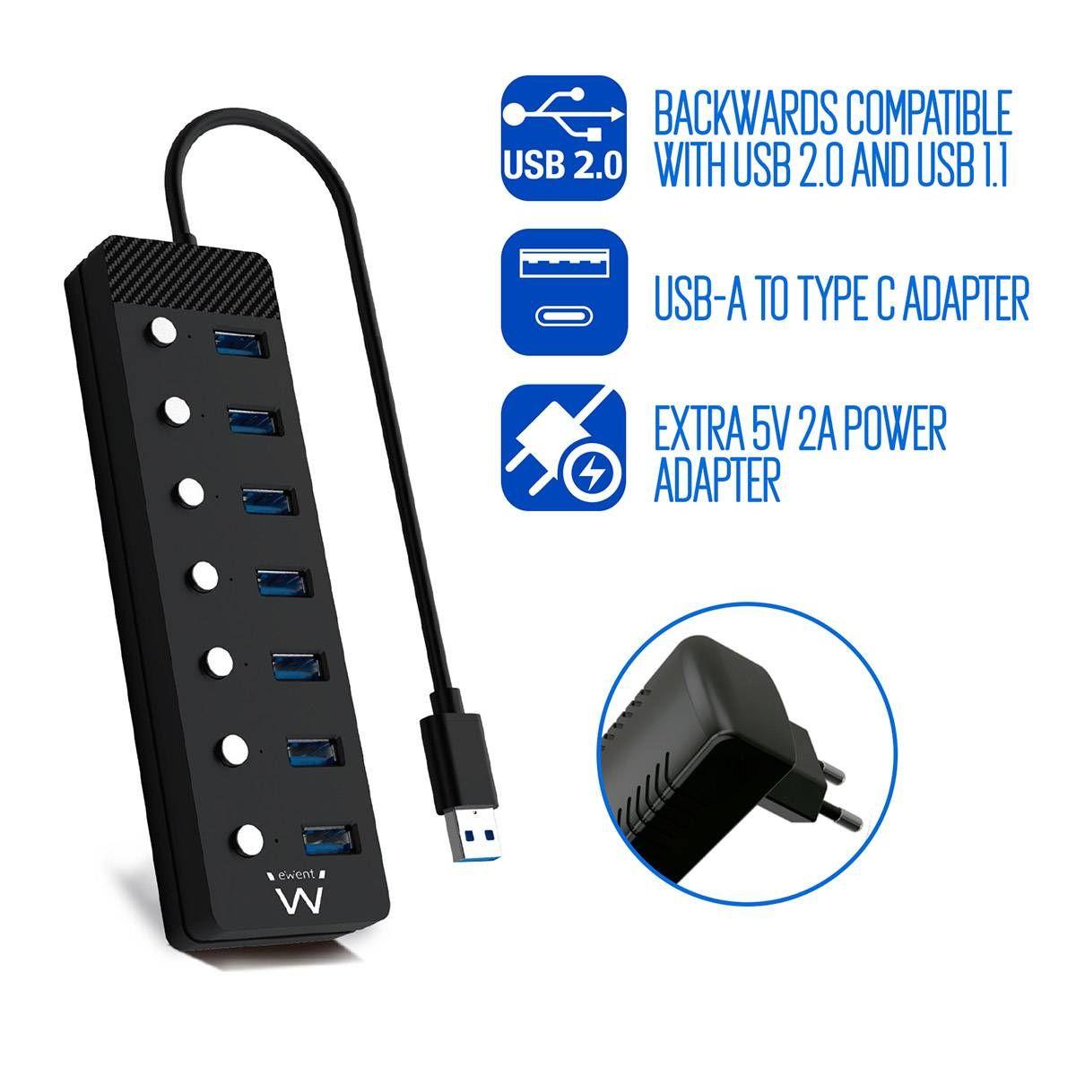 Hub USB EWENT EW1147 (1 m - Preto), miniatura 3