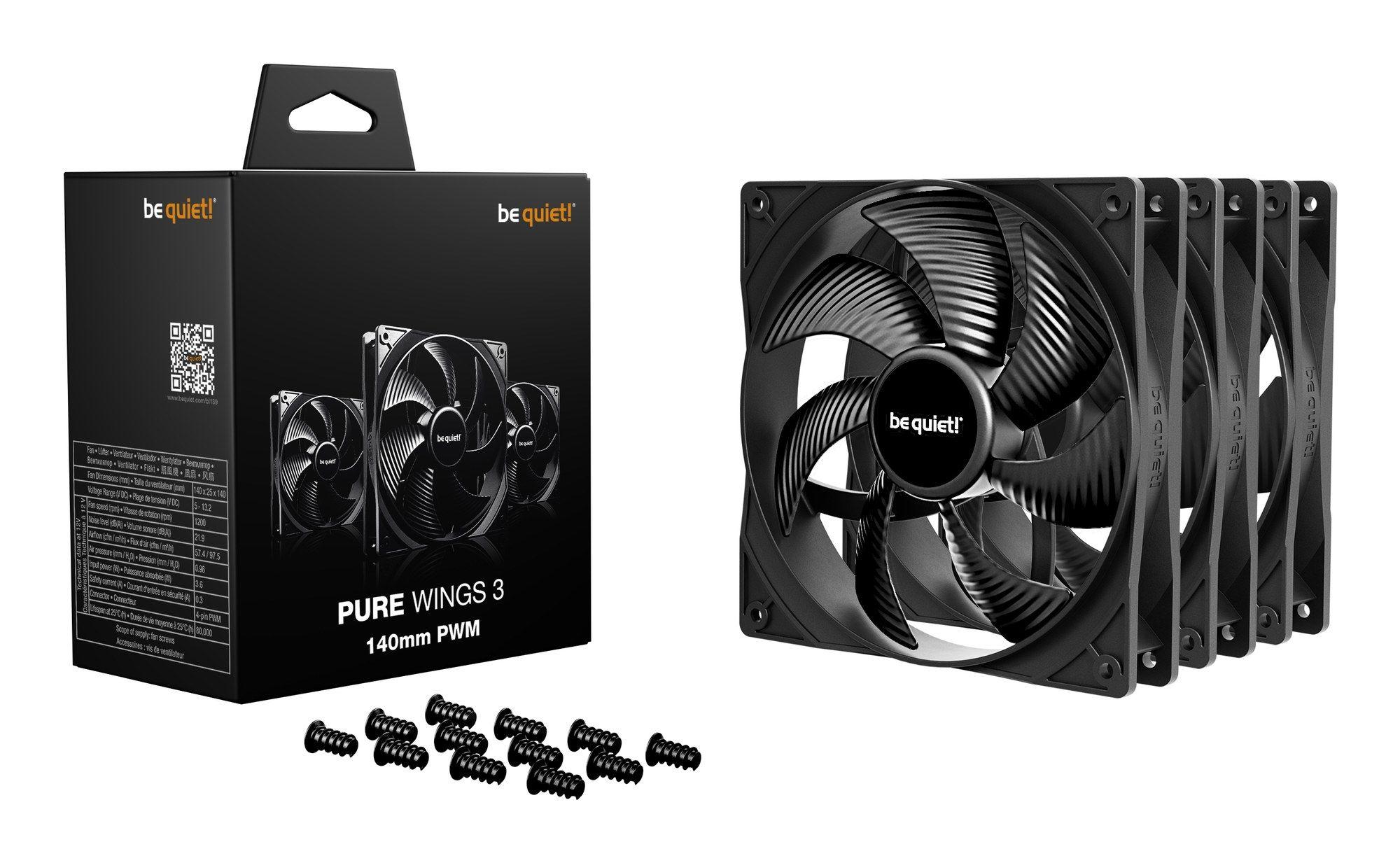 Ventoinha para Caixa de PC BE QUIET! Pure Wings 3 140mm PWM Triple Pack BL139 (Preto), miniatura 3
