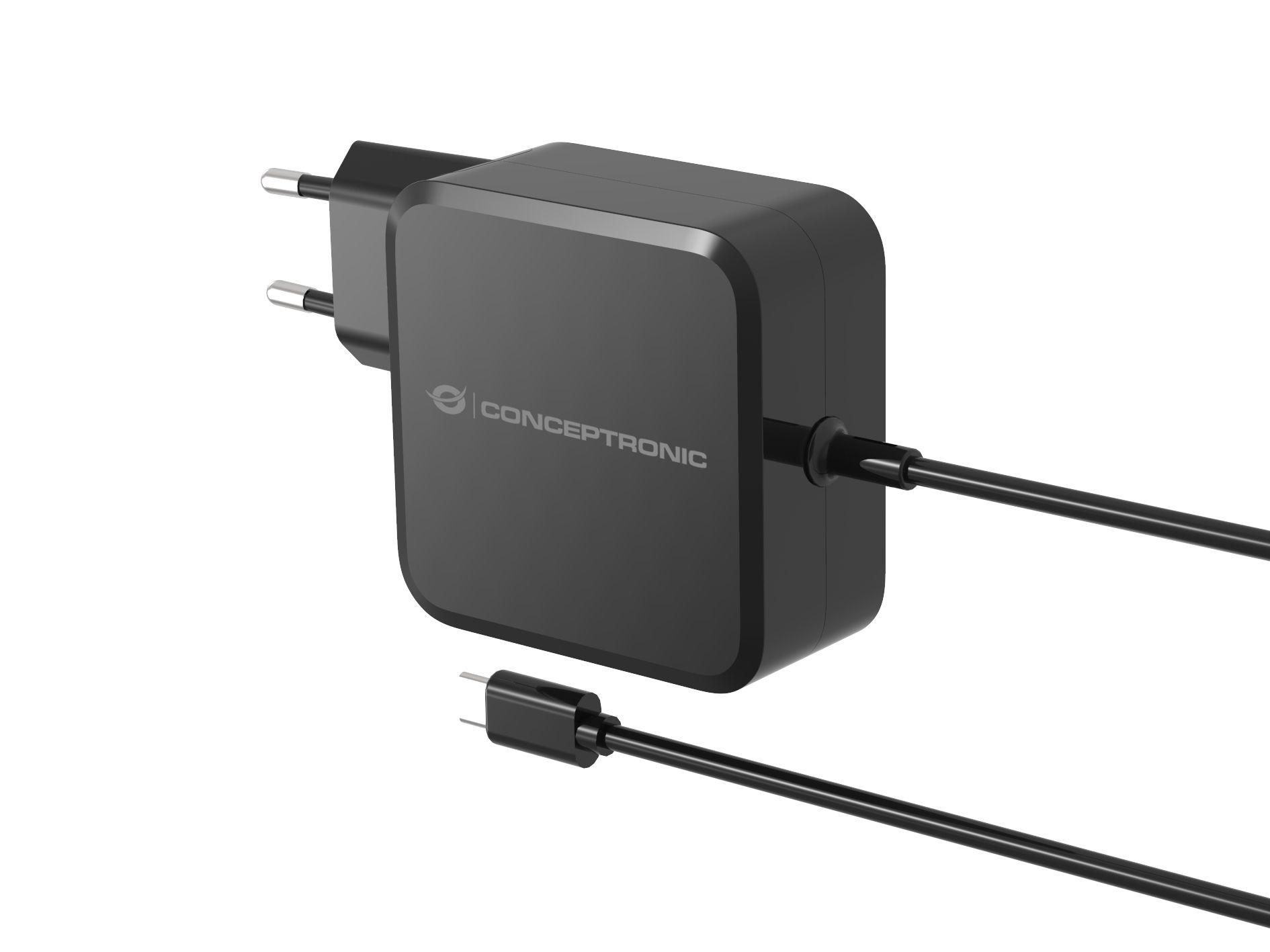 Carregador USB-C para Portátil CONCEPTRONIC OZUL05BE (100 W - Preto)