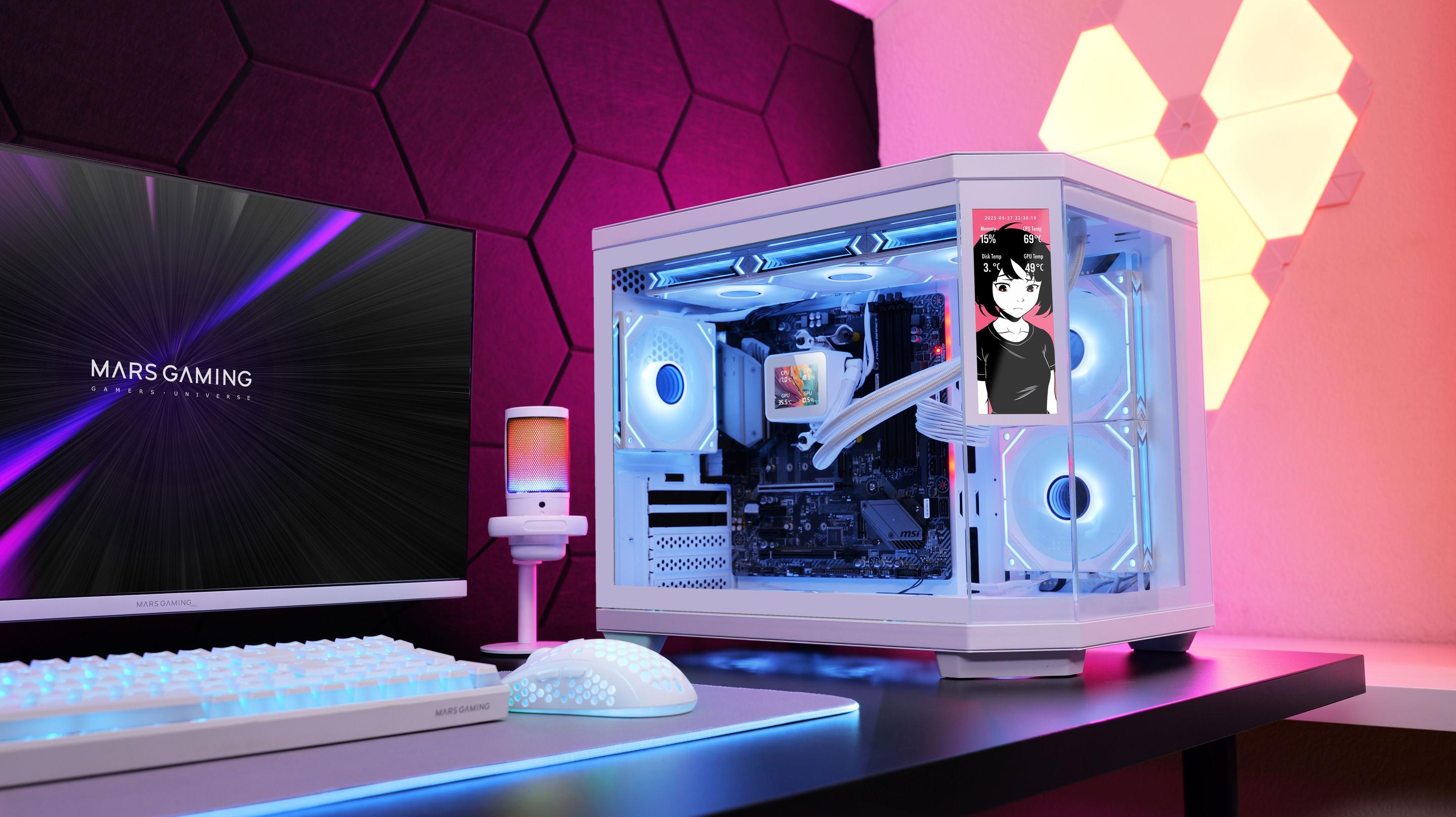 Caixa PC MARS GAMING MC3TCORELCDM (Micro-ATX - Ecrã IPS 7,2" - Branco) — miniatura 7