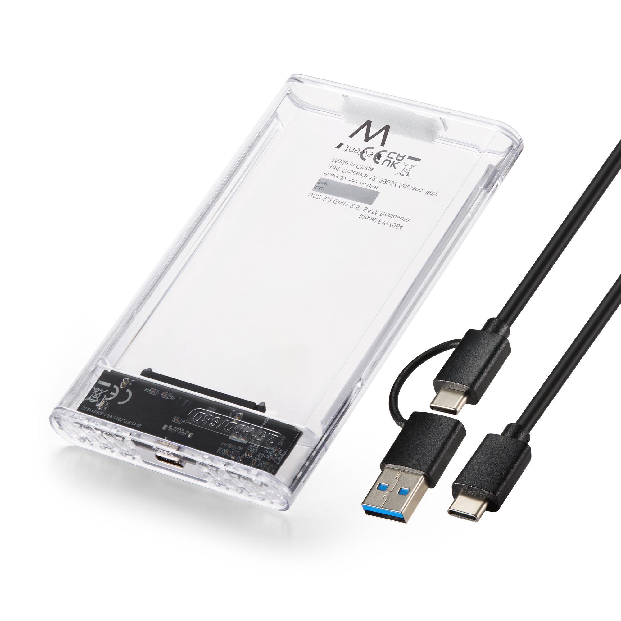 Caixa Externa para HDD/SSD SATA EWENT EW7064 (2,5" - Transparente)