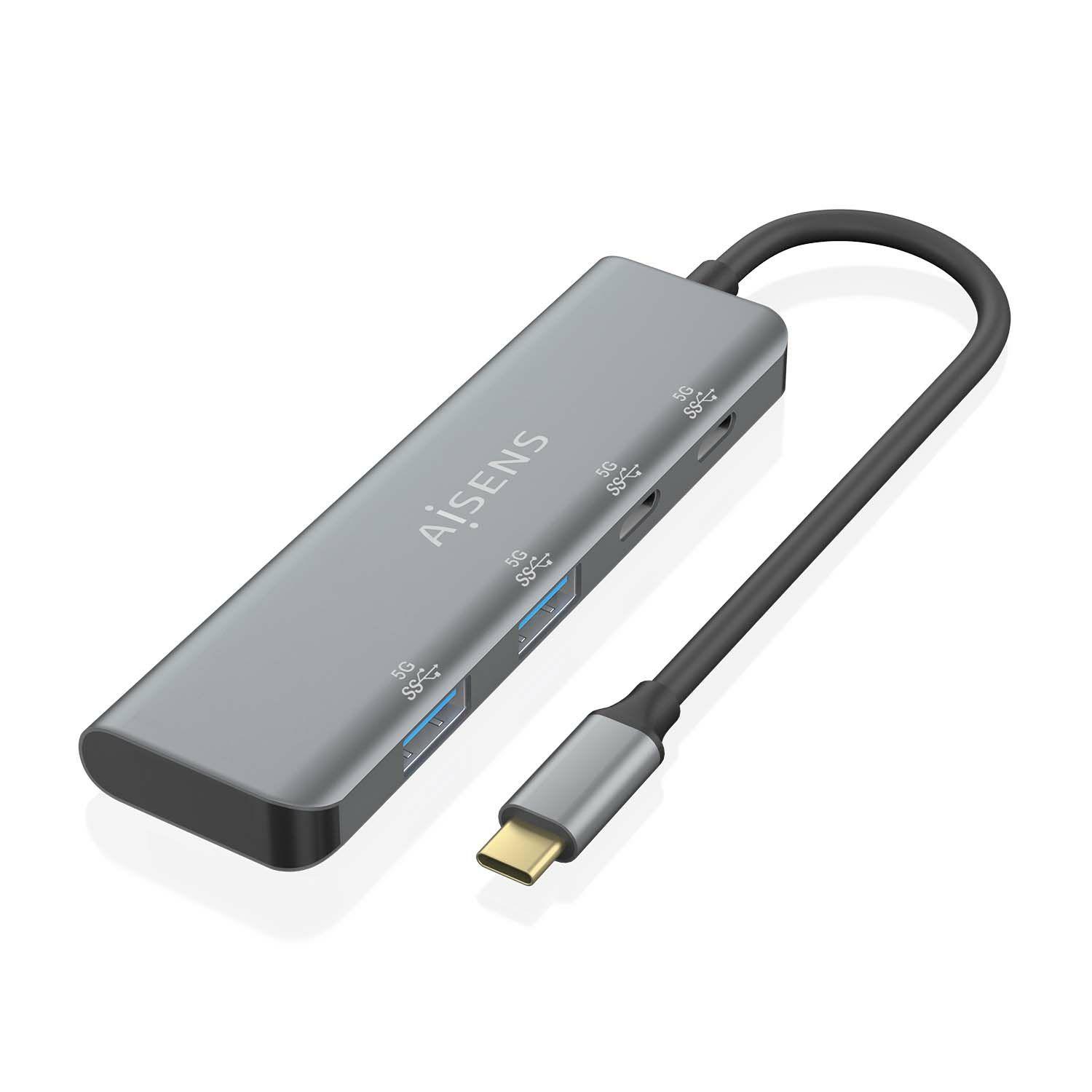 Hub USB-C AISENS A109-0763 (0,15 m - Cinzento)