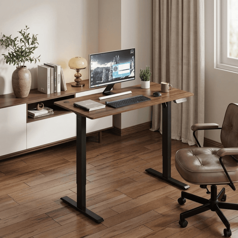Secretária Elétrica Ajustável em Altura LOGILINK EO0057 (Aço - 120 x 60 cm - Castanho)