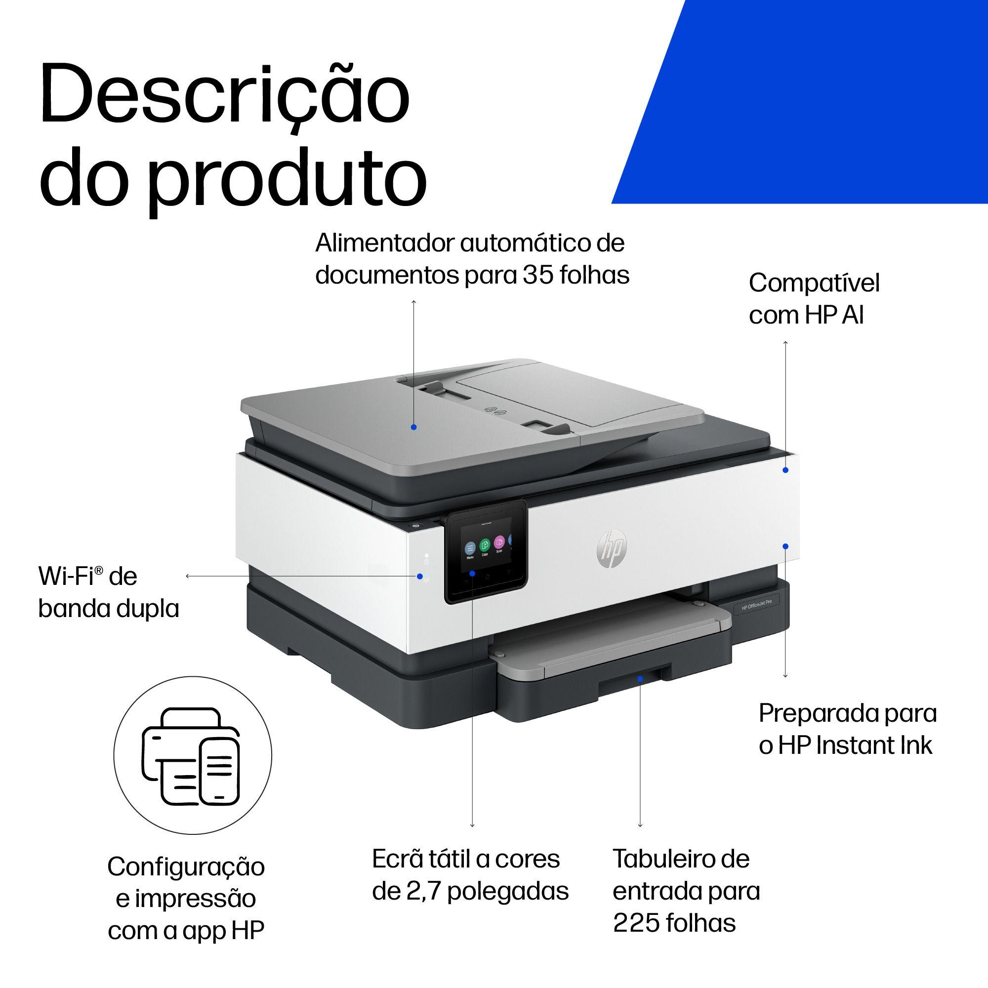 Impressora Multifunções HP OfficeJet Pro 8135e (A4 - Impressão a cores - 225 folhas - Azul), miniatura 5
