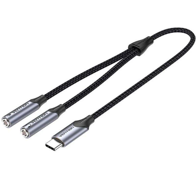 Cabo Conversor de Áudio VENTION BGNHY (30 cm - USB Type-C - 2 x 3.5mm - Cinzento)