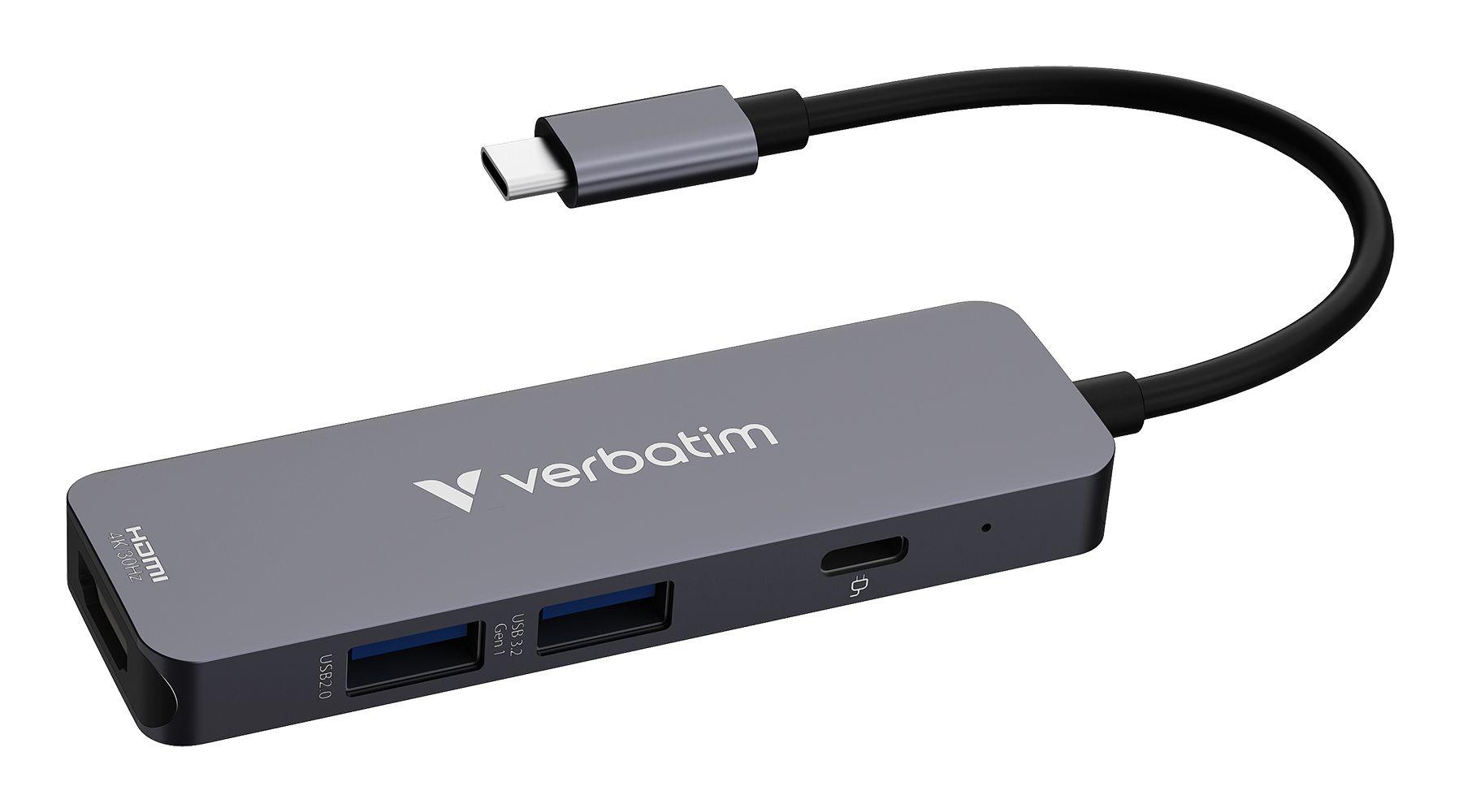 Hub USB-C VERBATIM 32155 (0,15 m - Cinzento)