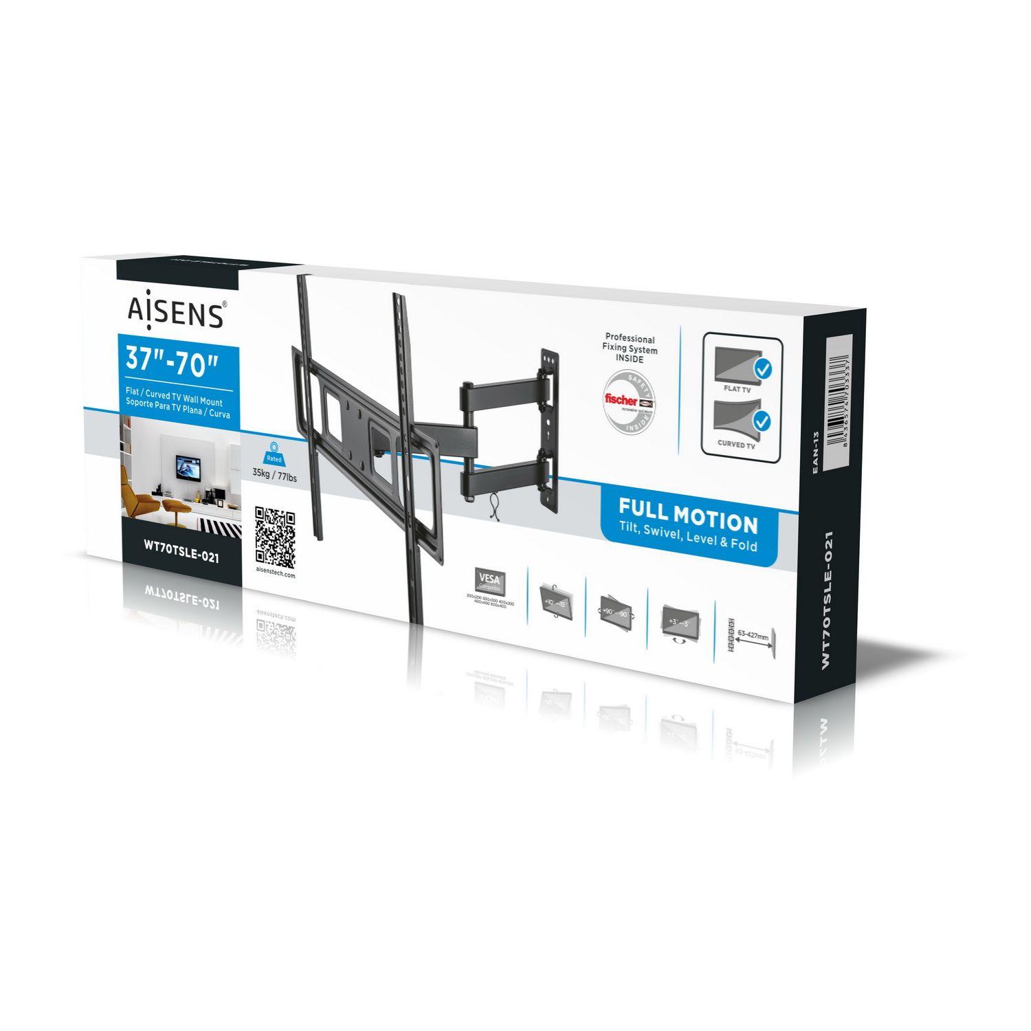Suporte de Parede para TV AISENS WT70TSLE-021 (600 x 400 mm - 200 x 200 mm - 177,8 cm - Preto), miniatura 9