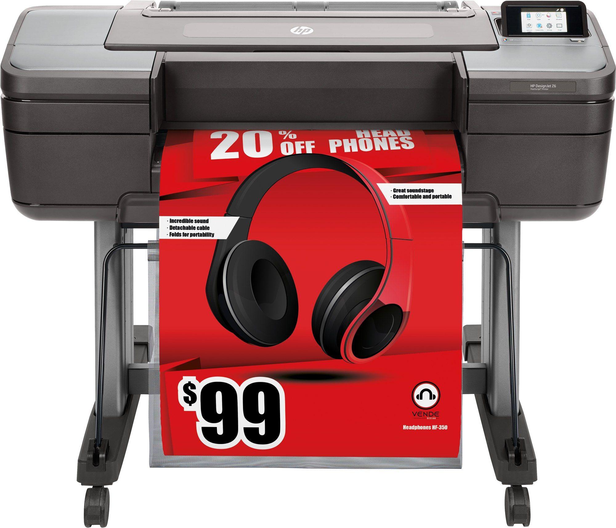 Impressora de Grande Formato HP DesignJet Z6 PostScript T8W15A#B19 (Windows e Mac - USB Type A - Cinzento)