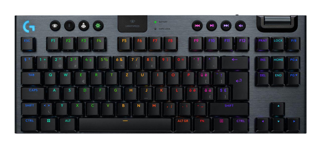 Teclado LOGITECH G915 X LIGHTSPEED (Alemão - Logitech GL Tactile - USB + RF Wireless + Bluetooth - Preto)
